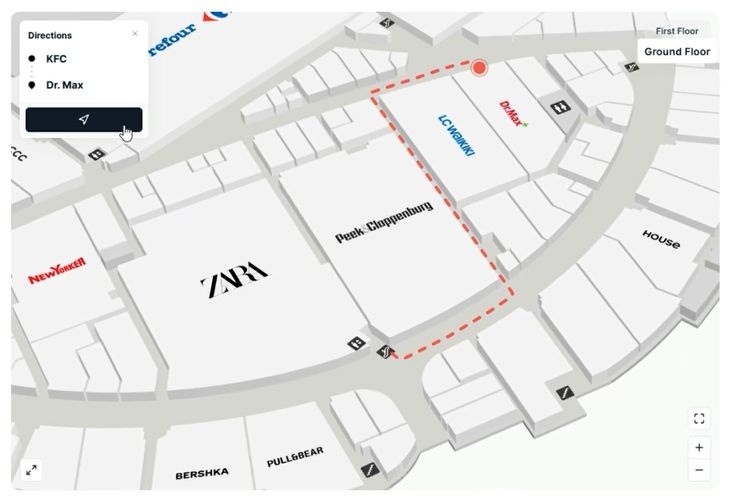wayfinding map for shopping mall website